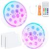Litinliv 2 Pezzi Ricaricabile Luce LED Sommergibili con Telecomando, 16 Colori Luci Piscina Impermeabile 13 LED, Luci Subacquee, Luce Ricaricabile Usb per Fish Tank Decorazione, Vaso Luci per Laghetto