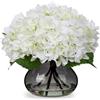 Oairse Fiori artificiali ortensia, 4 teste, realistici al tatto, vaso di vetro con finta seta bianca, decorazione per casa, bagno, matrimoni