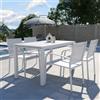 Parama Set da esterno bianco con tavolo allungabile 140/210x75cm e 4 sedie in alluminio e textilene con braccioli tondi | Marel