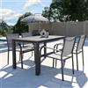 Parama Set da esterno grigio con tavolo allungabile 140/210x75cm e 4 sedie in alluminio e textilene con braccioli tondi | Marel
