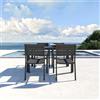 Parama Set da esterno grigio con tavolo allungabile 140/210x75cm e 4 sedie in alluminio | Zenor