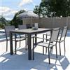 Parama Set da esterno grigio con tavolo allungabile 140/210x75cm e 4 sedie in alluminio e textilene con braccioli squadrati | Marel