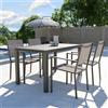 Parama Set da esterno tortora con tavolo allungabile 140/210x75cm e 4 sedie in alluminio e textilene con braccioli squadrati | Marel