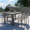 Parama Set da esterno tortora con tavolo allungabile 140/210x75cm e 4 sedie in alluminio e textilene con braccioli tondi | Marel