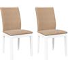 vidaXL Sedie da Pranzo con Cuscini 2 pz Bianco Legno Massello di Hevea