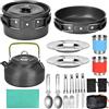 DUOJIN Set Pentole da Campeggio 1-2 Persone Set Stoviglie Campeggio Kit di pentole da Campeggio per Cucina per Barbecue,Campeggio, Arrampicata,Trekking