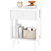 YMYNY Comodino, Tavolino da Notte, Tavolino Salotto, Cassetto in tessuto, Scomparto Aperto, Moderno, Struttura Semplice, per Camera da Letto, Soggiorno, Bianco HST012W