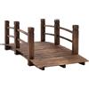 Outsunny Ponte da Giardino - Ponte per Laghetto - passerella in Legno - Decorazione Giardino dim. 152,5L x 67l x 48H cm - Legno di Abete trattato carbonizzazione