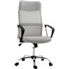 HOMCOM Sedia Ergonomica da Ufficio Girevole, Altezza Regolabile e Schienale a Rete, 63x65x109-119 cm, Grigio Chiaro | Aosom Italy