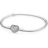 PANDORA Icons Bracciale in argento con chiusura a forma di cuore e zirconi cubici, 20