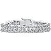 Bling Jewelry Gioielli Da Sposa: Braccialetto Da Tennis Largo Con Doppia Riga Di Affermazione Di Moda, AAA CZ Cubic Zirconia, Per Donne, Placcato Rodio In Ottone, Lungo 7 Pollici