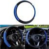 CGEAMDY coprivolante per auto impermeabile, coprivolante in pelle elastica, volante antiscivolo per veicoli, accessori universali per volante 37-38 cm (Blu)