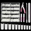 Venares Unghie Finte in Gel, Venaes 500 Pezzi Tip Unghie Ricostruzione 10 Taglie Set Unghie Finte con Colla Lima per Unghie Cuticle Pusher Tagliaunghie，Full Cover Gel Tip Unghie Naturale
