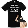 Generico T-shirt in cotone con frase Ask me about my Ninja disguise e maschera stampata all'interno NM (Nero, XL)
