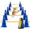 Ruioomeep Agility - Set di connettori a incastro, 10 coni + 5 aste, per l'allenamento di coordinazione, per bambini, cani, squadra, calcio, altezza 32 cm, asta 80 cm