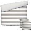 Pure Cotton Parure da letto 3 pezzi per 2 persone, copripiumino 240 x 220 cm e 2 federe 63 x 63 cm, 100% raso di cotone, 80 fili, certificato Oeko-TEX, eccume marine - tortora