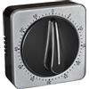 TFA Dostmann Timer da cucina analogico con frontale in acciaio inossidabile, fino a 60 minuti, 38.1043, per uova, segnale acustico, ideale per lo studio, lo sport o anche come timer da gioco, nero
