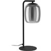 Eglo lampada da tavolo Ciampino, illuminazione da comodino con paralume in | vetro fumé, struttura in metallo nero e vetro grigio, attacco E27, 45 cm