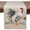 SARO LIFESTYLE 773.N1670B Collection - Runner da tavola ricamato con gallo, 80% poliestere, 20% lino, naturale