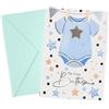 ICE TOYS Biglietto Auguri Battesimo Formato 17 x 12 cm con tasca portasoldi(Blu Tutina)