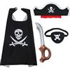 EQLEF Costume Pirata Bambino, Capo Pirata Bambini Occhio Patches Cappello Capitano E Gonfiabile Spada Pirata Costumi di Carnevale per Vestire Set Bambini 4-10 Anni
