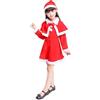 Teogneot Costume di Natale per bambini, vestito festivo con mantello e cappello, rosso, bianco, 140 cm