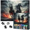 TISHIRON Nero Cavallo Puzzle Per Adulti 1000 Pezzi Due Cavalli Corsa Attraverso Fuoco Puzzle Per Famiglie Giochi Difficile Sfida Animali Puzzle Arte Per Adulti Decorazione Della Parete 50cmx70cm