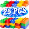 WYSWYG Grande set di mattoncini da costruzione, 25 pietre in 5 colori, compatibile - ideale per bambini dai 3 4 5 6 anni, codice standard, multicolore