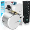 Tedee GO2 Alu Smart Lock WiFi con cilindro Exxo Smart, Bridge e tastiera Keypad PRO, serratura elettronica con impronta digitale e codice, accesso remoto, compatibile con Alexa e Google