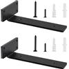 YFCVIP 2 Pezzi Staffe per Mensole Pesanti, Reggi Mensola da Muro, Reggimensola Legno, Supporto Mensola per Mensole Da Appendere Alla Parete (Nero, 25 cm)