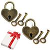 zooting Mini lucchetto a forma di cuore vintage antico a 2 pezzi con set di 4 chiavi, lucchetto piccolo a forma di cuore vintage antico nostalgia per Diario Love Lock Regalo per feste decorazione