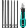 Eulihent 12 Pezzi Cacciaviti Torx Lunghe 200mm con Foro, in Acciaio S2 T6-T40 con Manico a Sgancio Rapido Punte Cacciavite Adatte per Trapano Avvitatore con Albero Esagonale da 1/4