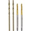 QUARKZMAN Set Maschi e Punte Trapano Metriche, 2pz M2.5 x 0.45 Maschi a Punta Elicoidale Rivestito Titanio e 2pz 2,1mm Punte Trapano Elicoidali Giallo Arrosto, Filettatura Maschiatura Viti
