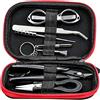 FEIGO Set di attrezzi per bobine 8 in 1, bobine in ceramica, con scatola portaoggetti, pinze in acciaio inox, forbici, bigodini, pinzette, cacciaviti, 15,5 x 10 x 3,2 cm