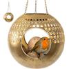 Gadgy Mangiatoia Solare per Uccelli da Appendere - Mangiatoia 360° in Metallo con Illuminazione LED Solare - Decorazione da Giardino, Balcone & Terrazza Resistente alle Intemperie