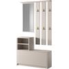 Selsey Yesfir - Elegante set di ingresso 160 x 85 x 24 cm, con specchio rettangolare, mensola e ganci dorati, scarpiera, 8 paia, con pannello laminato