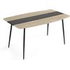 Mondeer Tavolo da pranzo 150 x 85 cm, tavolo da cucina con poggiapiedi regolabili moderno 4-6 persone, per sala da pranzo, cucina, soggiorno, rovere
