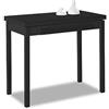 ASTIMESA - Tavolo da cucina tipo libro con cassetto - Tavolo con piano in vetro di colore nero - Minimalista - Struttura in legno laminato nero - Tavolo allungabile da 80 x 40 cm a 80 x 80 cm