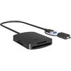 Icy Box Lettore di schede 4 Porte, (USB 3.2 Gen 1 Type-A, con Type-C Adattatore, 5 Gbit/s) Cavo Integrato 50 cm, SD/microSD/MS/CF Fino a 2 TB, Alluminio, IB-CR302-CU3