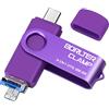 BORLTER CLAMP BorlterClamp - Chiavetta USB 3 in 1, 128 GB, per telefoni Android, OTG USB 3.0, con 3 porte (C/MicroUSB/A) per Samsung Galaxy, laptop e altro ancora (viola)