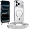 Kokio Cover Magnetica per iPhone 17 Pro Case avec Cordino,Compatibile con MagSafe, Trasparente Morbido Custodia Paraurti Antiurto, Resistente all'us, Antigraffio, Argento