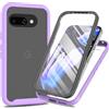 XINNI Cover per Google Pixel 9a, Protezione Schermo Integrata 360 Gradi Antiurto Custodia, Rugged Doppia Faccia Bumper Trasparente Full Guscio Fronte Retro Case, Viola Chiaro