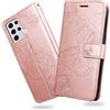 DENDICO Cover per Galaxy S21 Ultra, Portafoglio Custodia in PU Pelle per Samsung Galaxy S21 Ultra, Antiurto Cover a Libro con Slot per Carte, Oro Rosa