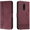 Bravoday Cover per Xiaomi Redmi 8 / 8A, Flip Custodia in Pelle PU Portafoglio Custodia per Xiaomi Redmi 8 / 8A, con Slot per Schede, Vino Rosso