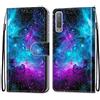 Mo-Somnus Cover per Samsung Galaxy A7 2018/ A750, Custodia in PU Pelle Magnetica Libro Flip Caso Antiurto Portafoglio [Supporto Stand] con Porta Carte e Cinturino da Polso Wallet Case (Cielo Stellato)