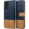 BEZ Cover per Samsung A52, Cover per Samsung A52S 5G, Custodia per Portafoglio Samsung Galaxy A52 Protettiva in Tela e PU Pelle Portafoglio Flip Cover con Chiusura Magnetica, Blu Navy