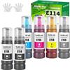 FANSHENG 114 Inchiostro Compatibile con Epson 114 Flaconi di Inchiostro per Ecotank ET-8500 ET-8550 (6 Pack, Nero/Foto Nero/Ciano/Magenta/Giallo/Grigio)