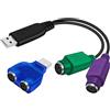 YINGAYOU PS2 to USB Adapter Keyboard Adattatore PS2 USB Tastiera e Mouse con Chip Integrato Non Richiede Driver Plug and Play 18cm (Cavo+Adattatore)