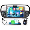 VECHTEL Autoradio 2G+64G Android 15 per FIAT 500 2007-2015, 7 IPS HD 2.5D Schermo Tactile Stereo Auto co Carplay Android Auto senza Fili GPS Wi-Fi USB Bluetooth Radio FM RDS Retrocamera