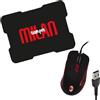 TECHMADE AC MILAN MOUSE USB CON FILO +MOUSEPAD GAMING COLORE ROSSO NERO PRODOTTO UFFICIALE COMBO MOUSE E TAPPETINO